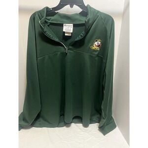 VINTAGE Oregon Ducks Sweater Mens 2XL XXL Green CHAMPION 1/4 Zip Track Jacket